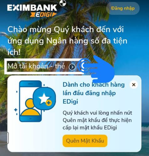 Cách đăng ký tài khoản Eximbank EDigi bước 1