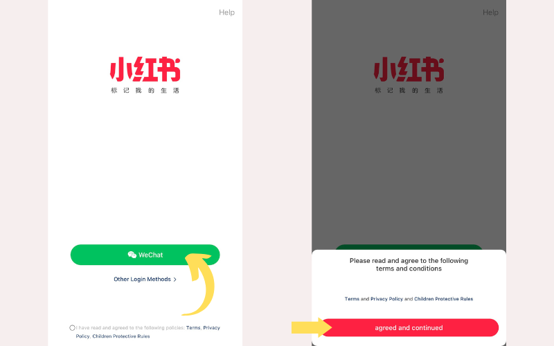 Đăng ký tài khoản Xiaohongshu qua WeChat