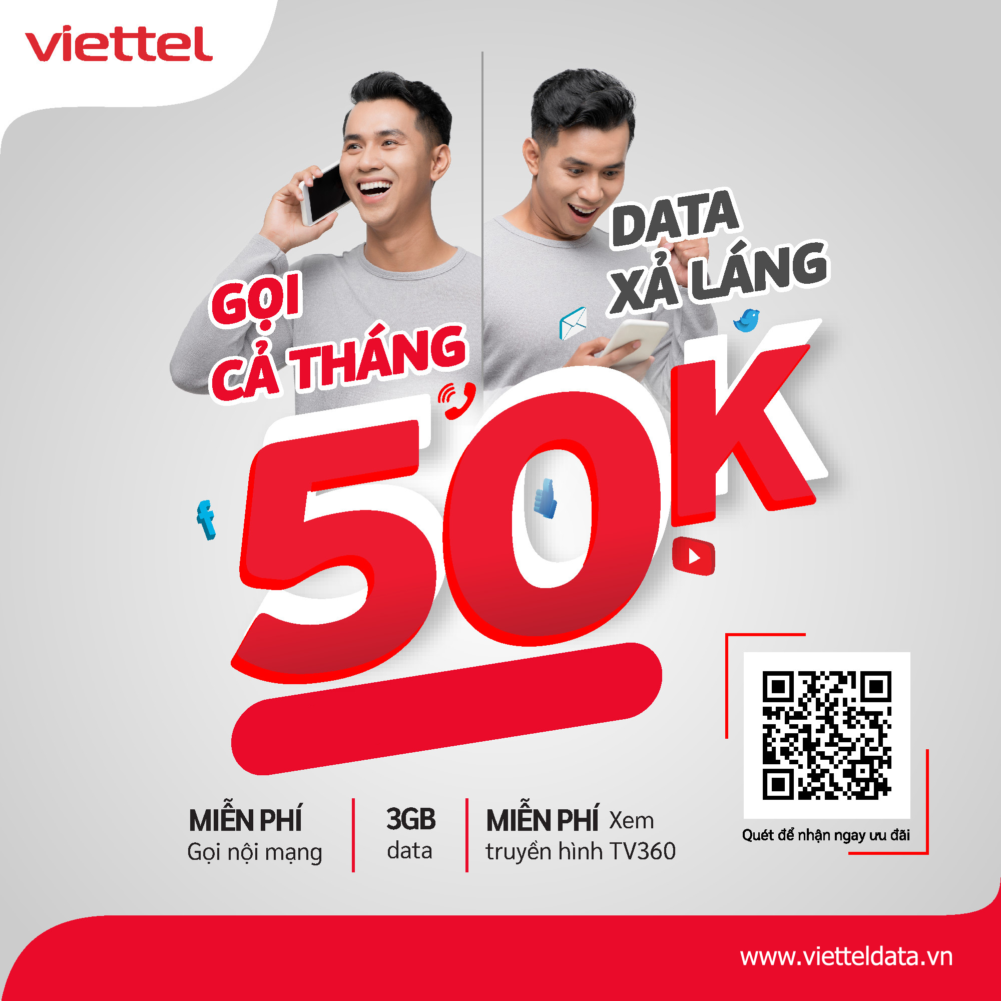 đăng ký 50K 30 ngày Viettel